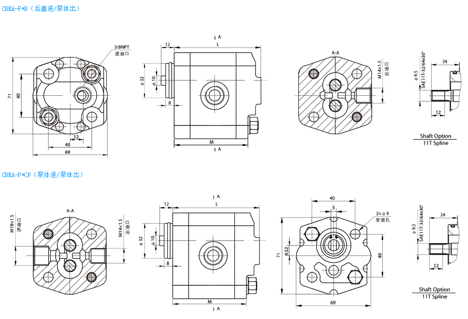 布赫Bucher CBKA-F*B(后盖进/泵体出) 布赫Bucher CBKA-F*B(后盖进/泵体出)